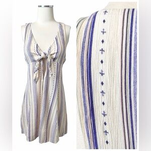 FLYNN SKYE Boho Front Tie Striped Mini Dress Sz M (3)